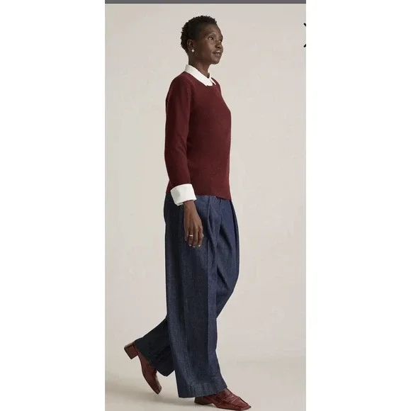 QUINCE Women 100% Mongolian Cashmere Crewneck Sweater Rich Burgundy XL NWT - Picture 3 of 9
